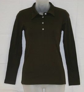 PETIT BATEAU Womens Brown LS Polo 72584 Sz 14 Years S NEW $78 - Imagen 1 de 3