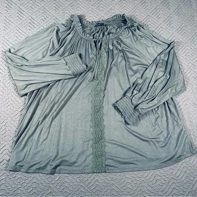 НОВЫЙ зеленый вязаный крестьянский топ Cable & Gauge размер 3X - Изображение 1 из 4