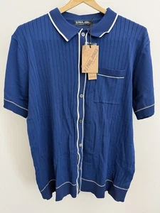 PJ Paul Jones Shirt Mens L Red White Blue Viscose Blend Button Up Pocket New NWT - Picture 1 of 5