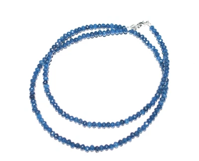 Blauer Saphir Gefärbt Edelstein 925 Silber 30 " Fadenhalskette 4.5 MM Facettiert - Bild 1 von 4