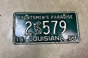 1963 Louisiana matrícula Sportsmen's Paradise bajo número cuatro dígitos - Imagen 1 de 4