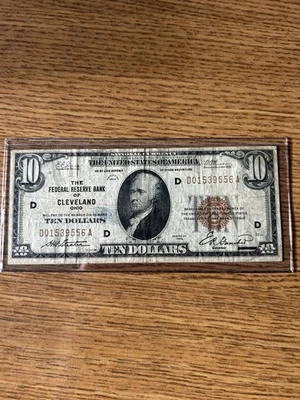 1929 $10 National Currency - Federal Reserve Bank of Cleveland Ohio - Image 1 of 2