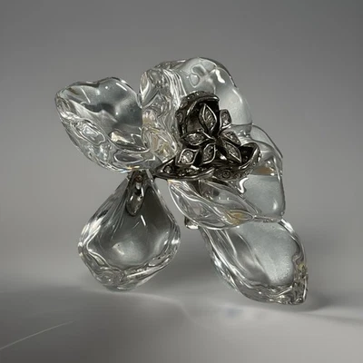 Broche flor ALEXIS BITTAR LUCITE CRISTAL TRANSPARENTE CENTRO PIN Foto 1 de 4