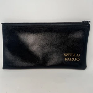 Wells Fargo Bank custodia denaro cerniera borsa deposito busta nera A. Rifkin Co. USA - Foto 1 di 6