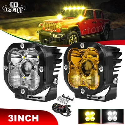 Par de vainas de cubo LED de 3 pulgadas luces de trabajo barra focos antiniebla conducción todoterreno Toyota Foto 1 de 4