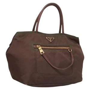 PRADA Hand Bag Nylon Bordeaux Gold Auth 124462 - Picture 1 of 24