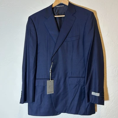Traje de Lana Canali Azul Marino 56R Nuevo con Etiquetas Italia Resistente al Agua Chaqueta Pantalones Conjunto Foto 1 de 4