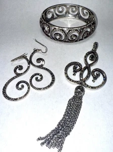 Brighton Sea Of Love Bangle Earring Pendant Set  Rhinestones - Picture 1 of 4