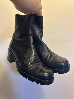 Botas Plataforma Cuero Negro Y2K Guess Vintage Años 90 6.5 Hechas en España Cyber Goth Foto 1 de 4