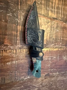 Jagdmesser Unikat Pappelmaser Griff und Bullenlederscheide - Bild 1 von 6