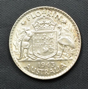 1943-S Australien Silber Zwei Schilling / Florin vz - Silberverkauf UNTERSCHMELZE! - Bild 1 von 2