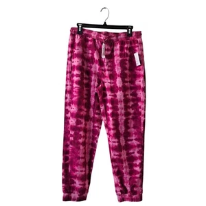 NWT Lands' End Active Jogger Pants Pull On Dark Berry Pink Tie Dye Girl Size XL+ - Picture 1 of 9