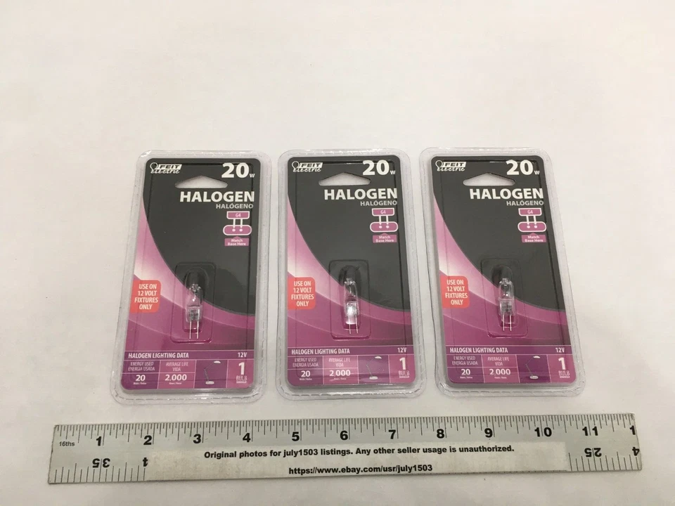 (3) NUEVA Bombilla Eléctrica Feit 20W 12V - Base G4 - 3 x 1pk - BPQ20T3 Foto 1 de 4