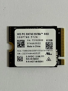 ASUS ROG Ally WD PC SN740 SDDPTQD-512G 512GB M.2 2230 NVMe SSD For Steam Deck PC - Picture 1 of 7