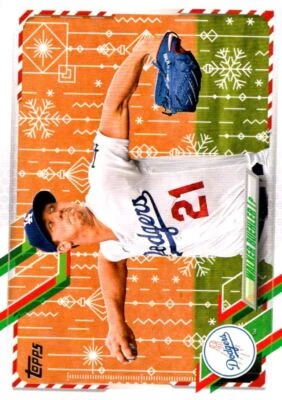 2021 Topps Holiday Walker Buehler Los Angeles Dodgers #HW13 - Image 1 of 2