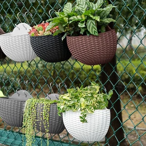 Wall Mounted Plastic Garden Baskets Flower Planter Plant Pot Hanging Decor - Picture 1 of 15