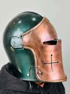 Zweifarbiger Barbutahelm - Mittelalterliche Ritterrüstung | 18g Baustahl | - Bild 1 von 8