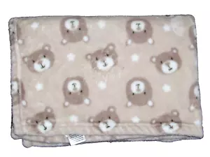 Manta facial de oso de peluche Baby Starters beige tostado blanco marrón estrellas 30x40" - Imagen 1 de 2