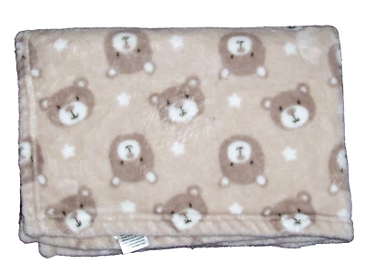 Baby Starters Beige Tostado Blanco Marrón Oso de Peluche Cara Manta Estrellas 30x40" Foto 1 de 2