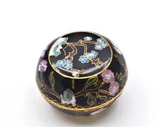 Vintage Cloisonne Hand Made Box. Hand Painted Enamel with Peonies Flower Designs