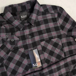 Top de franela frontal con botones a cuadros 5.11 Tactical Ruth para mujer L gris negro rosa 371 - Imagen 1 de 10