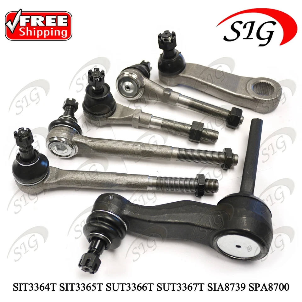 For 1997-2004 Ford F-150 F-250 RWD Inner Outer Tie Rod Pitman Idler Arm 6PC Kit - Image 1 of 4
