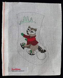 Raccoon painted canvas, Traditions Betty Smith's Needlework, #235, 8x6.5" - Picture 1 of 2