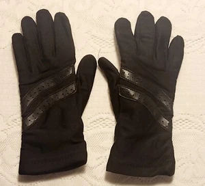 Vtg Women's Black Winter Gloves Flannel Lined Size Small Unbranded - Picture 1 of 5
