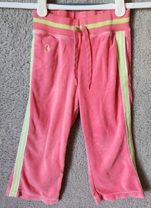 Ralph Lauren Girls Pull On Elastic Waist Velour Track Pants Pink/Green Size 4 - Picture 1 of 11