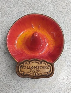 Vintage Treasure Craft Sombrero Trinket Dish/Dip Bowl Yellowstone Park Orange 5" - Picture 1 of 8