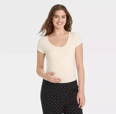 The Nines by HATCH™ Maternity Ivory Cap Sleeve bodysuit XL - Image 1 of 3