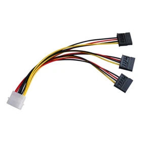 4 Pin IDE Molex To 3 Serial ATA SATA Computer Power Splitter Extension Cable - Photo 1/10