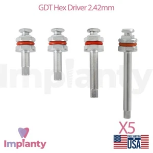5x Destornillador hexagonal GDT 2,42 mm Herramienta de inserción y apriete Dentista de acero inoxidable - Imagen 1 de 5