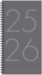 Planner a spirale settimanale grigio antracite luglio 2025 - giugno 2026 3,5" x 6,5" copertura morbida - Foto 1 di 5