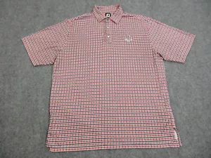 FootJoy Polo Shirt Mens Large Red Check Pinehurst Logo Golf Stretch Lightweight - Picture 1 of 12