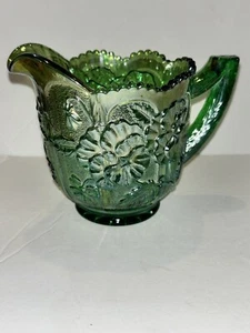 Vintage Imperial Green Carnival Glass Creamer 4" Tall 3.5" Wide - Picture 1 of 11