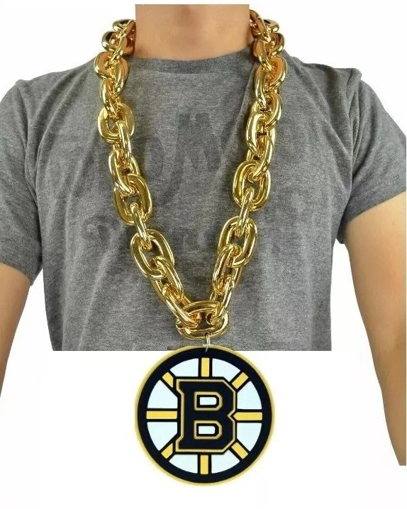 Colar Boston Bruins corrente grande 34" corrente de ouro 7x7" logotipo espuma 3D equipamento de ventilador - Imagem 1 de 1