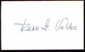 Rene Valdes (d.2008) signed 3x5 card -INPERSON -1957 Brooklyn Dodgers w/COA