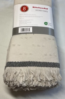 Kitchenaid Toallas de Cocina (8) DE COLECCIÓN RAYAS ÓNIX NEGRO 100% ALGODÓN NUEVO EN PAQUETE Foto 1 de 3