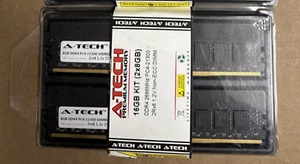 A-Tech 16GB Kit 2 8GB 2Rx8 PC4-19200E ECC UDIMM DDR4 2400 MHz Server Memory RAM - Picture 1 of 2