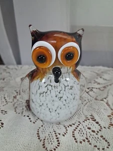 Murano Stil Vintage mundgeblasene Glas Eule Figur Briefbeschwerer Skulptur - Bild 1 von 7