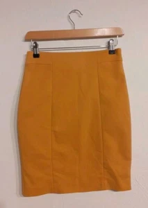❤H&M Sz 36 / UK 8 Mustard Yellow Straight Lined Pencil Skirt- Smart/ Casual ❤ - Picture 1 of 7