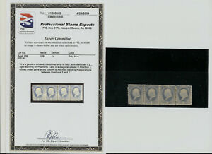 1881 US Stamp Scott 206 1 cent  4 Strip. GRAY BLUE.UNUSED. PSE