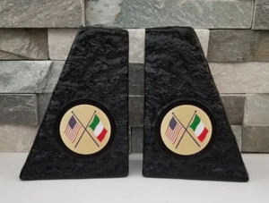 BANDERA DE ITALIA AMERICANA E ITALIANA Juego de sujetalibros negros dos emblemas a todo color - Imagen 1 de 6