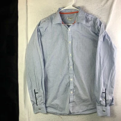 Camisa masculina Jeremy Argyle tamanho XL azul xadrez manga longa com botões  - Imagem 1 de 4