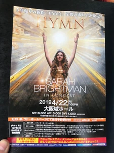 Sarah BRIGHTMAN Japón COMO NUEVO volante en vivo himno concierto 2019 OSAKA raro mini póster - Imagen 1 de 3
