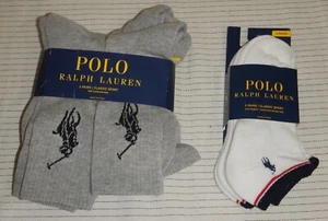 9 Pairs Ralph Lauren POLO mens socks half cushions crew socks white size 10-13 - Picture 1 of 1
