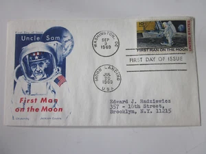 US COVER USA 1969 FDC SCOTT C76 CHICKERING JACKSON CACHET ONKEL SAM FIRST MAN - Bild 1 von 3