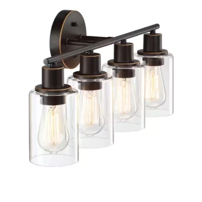 **** Осветите свою ванную комнату 4-ламповыми полированными маслом бронзовыми светильниками для туалетного столика - Изображение 1 из 4