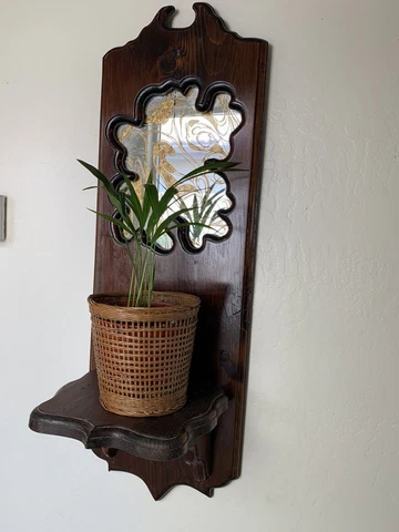 Vintage Retro 70’s Vein Mirror  Wall Planter  with Shelf LARGE 33” Cover